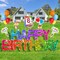 18Pcs Happy Birthday Yard Signs with Stakes, Flordeluna 16” Large Size Birthday Lawn Sign, Happy Birthday Sign Personalized Age, Balloon, Balloonstrips, Outdoor Birthday Decoration, Durable, Reusable